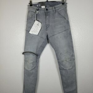G-Star‎ Raw 5620 3D Zip Knee Skinny Jeans Vintage Oreon Grey Destroyed Sz 29/32